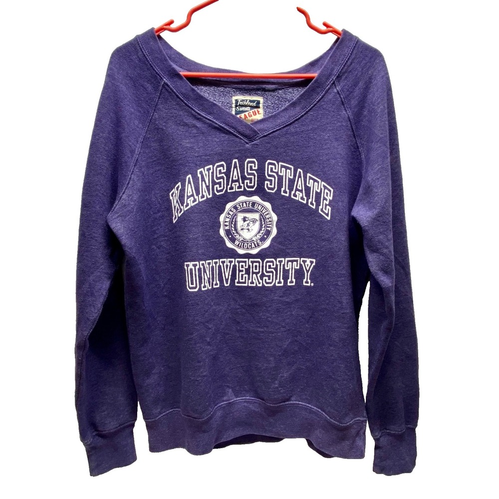 Kansas State Wildcats Sweatshirt Women's Large Purple KSU Triblend Sweats League